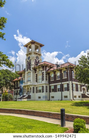 LAKE CHARLES, USA - AUGUST 9: visit famous historic city hall on August 9, 2013 in Lake Charles, USA.  The 1911 Historic City Hall opened its doors  after restauration in 2004  as cultural facility.
