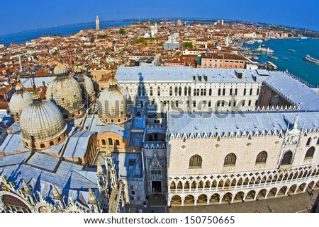 Similar – Foto Bild mit Blick auf die Markuskirche in Venedig vom Campanile de San Marco