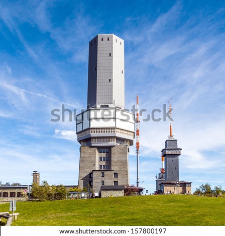 SCHMITTEN, GERMANY - OCT 3: radio and TV station at Mount Grosser Feldberg on Oct 3, 2013 in Schmitten, Germany. The tower was build in 1937 and serves since then as TV and radio transmitter.