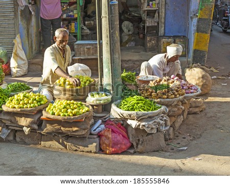 DELHI, INDIA - OCT 16: Chawri Bazar is a specialized wholesale market of food and vegetables on Oct 16, 2012 in Delhi, India. Established in 1840 it was the first wholesale market of Old Delhi.
