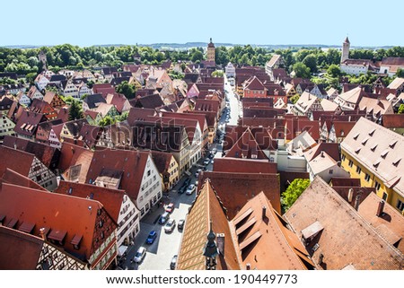 DINKELSBUEHL, GERMANY - JULY 27: view to old medieval city on July 27, 2009 in Dinkelsbuehl, Germany. Fortified by the emperor Henry V, Dinkelsbuehl received in 1305 the same municipal rights as Ulm.