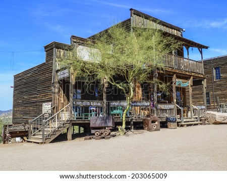 GOLDFIELD GHOST TOWN, USA -  MARCH 3, 2011:An old saloon  in Goldfield Ghost town, USA. Back in 1he 1890s Goldfield boasted 3 saloons, boarding house, general store, brewery and school house.