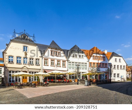 ST. WENDEL, GERMANY - APRIL 23, 2013: old market place in St. Wendel, Germany. The Fruchtmarkt became the central market place in the 15th century.