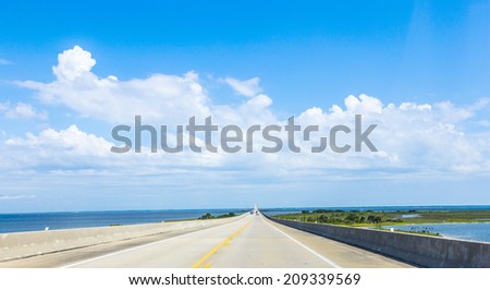 crossing the Dauphin Island Bridge in Dauphin Island, USA