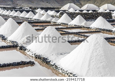 salt piles in the saline of Janubio in Lanzarote