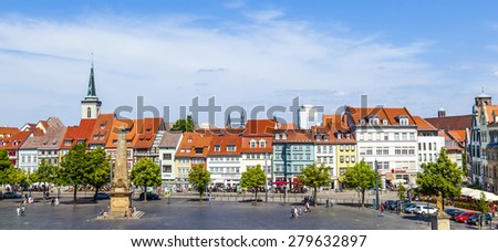 ERFURT, GERMANY - MAY 26: people enjoy visiting the famous market place at dome hill on May 26, 2012 in Erfurt, Germany.