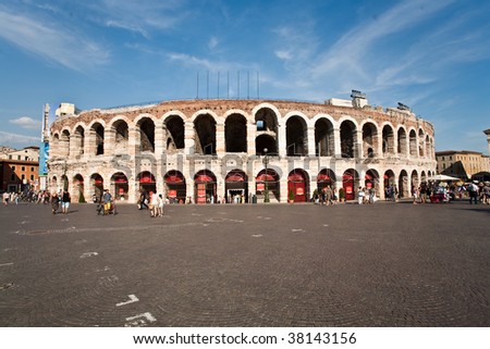 amphitheater in Verona, most famous open air theater in the world, old roman theater
