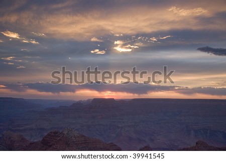 sunset view from Desert View Point into the Grand canyon, South Rim