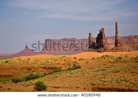 The Totem Pole Butte is a giant sandstone formation in the Monument valley made of sandstone