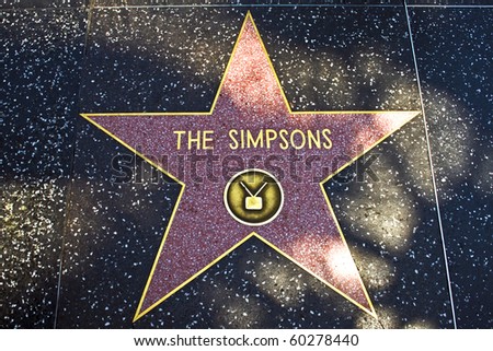 HOLLYWOOD, LOS ANGELES - JULY 5: the star for The Simpsons on the walk of fame in Hollywood on a sunny day on July 5,2008, Los Angeles, USA