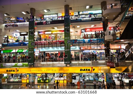 BANGKOK, THAILAND - MAY 12: people inside the Pantip Plaza, the biggest electronic and software shopping complex in Thailand to get some bargain on May 12, 2009 in Bangkok, Thailand.