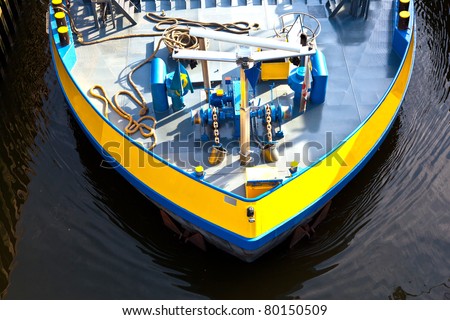 detail of boat for inland water transportation in a sewer port