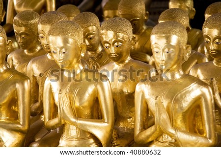 buddhas in the temple of the thousand Buddhas in bangkok with beautiful faces Stock foto © 