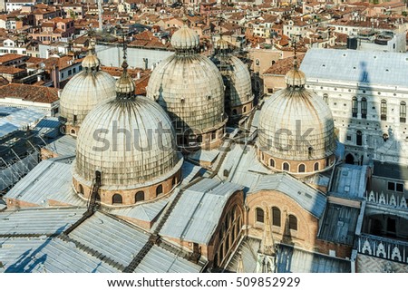 Similar – Foto Bild mit Blick auf die Markuskirche in Venedig vom Campanile de San Marco