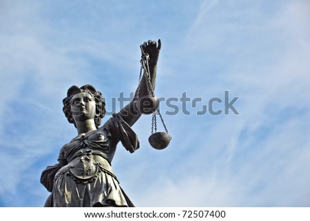 Similar – Image, Stock Photo Lady Justice and European Union flag. Symbol of law and justice with EU Flag