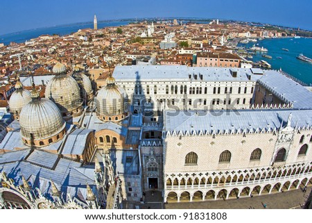 Similar – Foto Bild mit Blick auf die Markuskirche in Venedig vom Campanile de San Marco