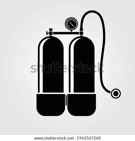 Scuba Diving Oxygen Tank isolated on white background. Vector illustration