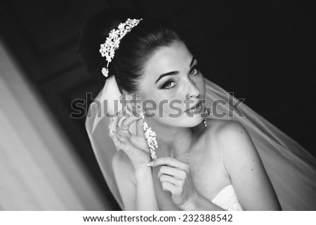 Bride getting ready. Bride dressing gown. bride is getting ready in the morning