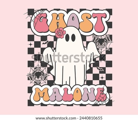 Ghost malone Retro T-shirt, Retro Halloween Shirt, Spooky Season, Ghost pumpkin T-shirt, Trendy Halloween, Hippie Halloween, Ghouls T-shirt, Cut File For Cricut And Silhouette