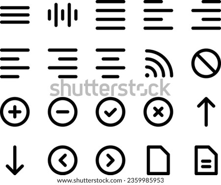 Bold line icons set for User interface.