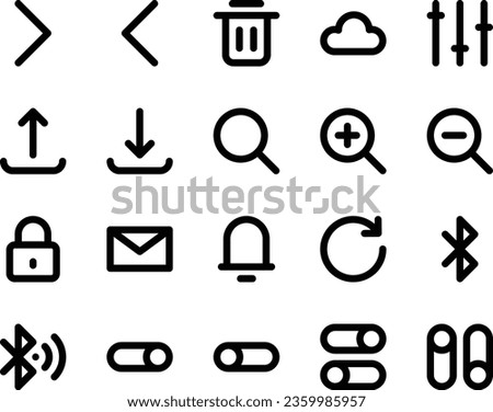 Bold line icons set for User interface.