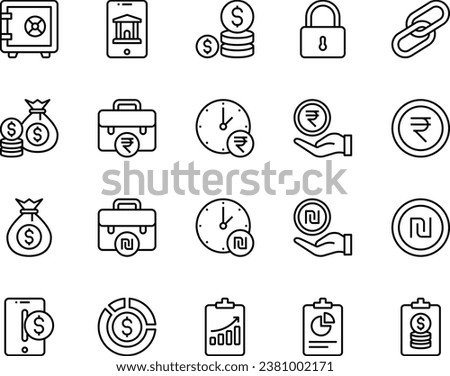 Outline icons set for Banking and Finance.