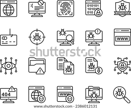 Outline icons set for Cyber crimes.