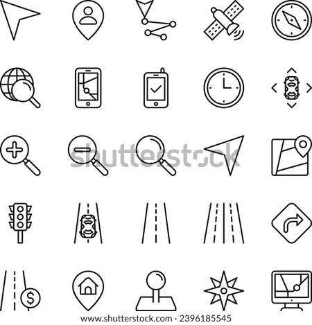 Outline icons set for Map and navigation.
