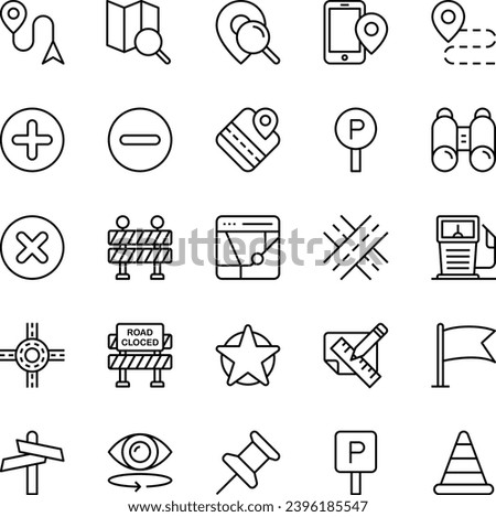 Outline icons set for Map and navigation.