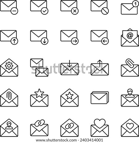 Outline icons set for Email communication.