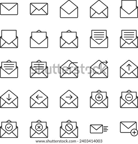 Outline icons set for Email communication.