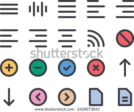 Filled color outline icons set for User interface.
