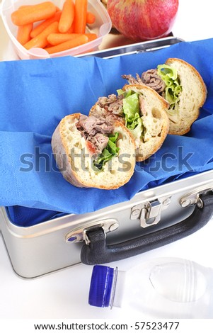 Lunch box for back to school or work on white background