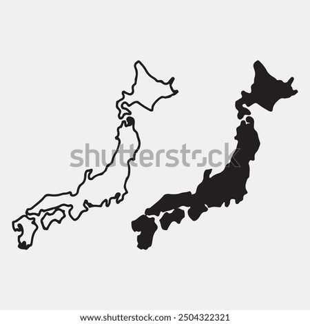 Japan map silhouette with outline vector Design