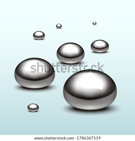 Mercury liquid bubbles on gradient background.