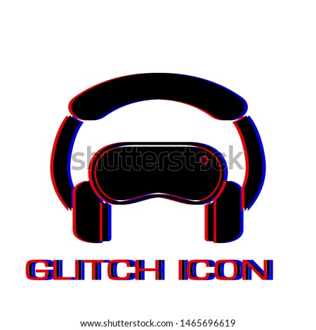 Virtual reality icon flat. Simple pictogram - Glitch effect. Vector illustration symbol