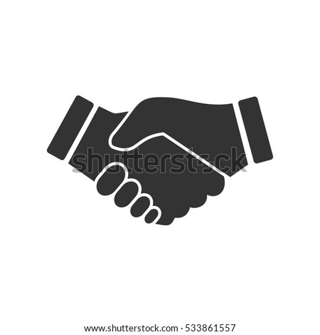 Business handshake, contract agreement icon flat. Illustration isolated on white background. Vector grey sign symbol
