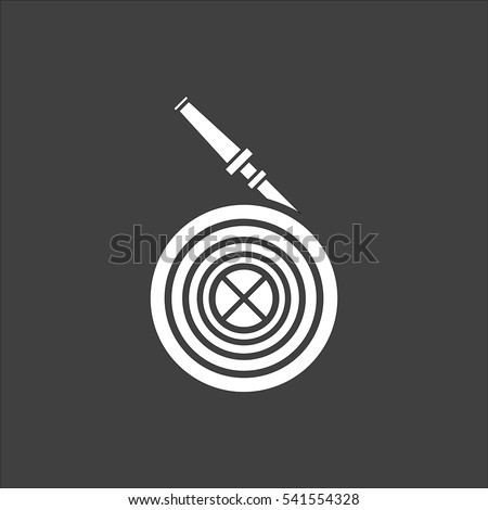 Water hose icon flat. Vector white illustration isolated on black background. Flat symbol