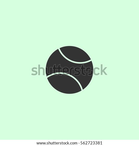 Baseball icon flat. Grey vector symbol on green background