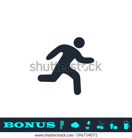 Run icon flat. Black pictogram on white background. Vector illustration symbol and bonus button