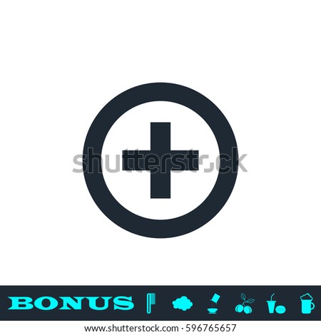 Medical cross icon flat. Black pictogram on white background. Vector illustration symbol and bonus button