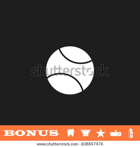 Baseball icon flat. White pictogram on black background. Vector illustration symbol and bonus button tooth, vase, star, mirror, bottle