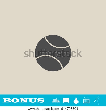 Baseball icon flat. Grey pictogram on light background. Vector illustration symbol and bonus button real estate, ottoman, vase, tv, fishing rod