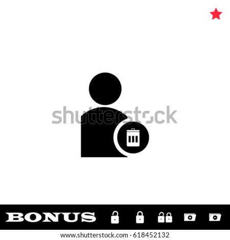 Remove contact icon flat. Black pictogram on white background. Vector illustration symbol and bonus button open and closed lock, folder, star