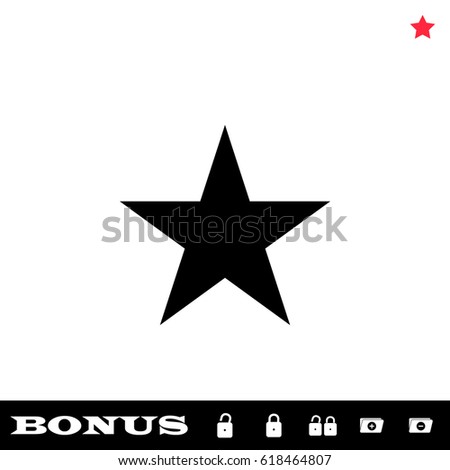 Star icon flat. Black pictogram on white background. Vector illustration symbol and bonus button open and closed lock, folder, star