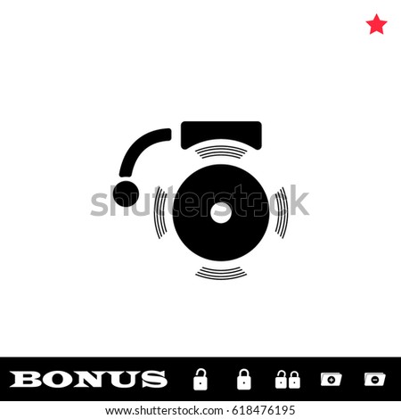 Alarm bell icon flat. Black pictogram on white background. Vector illustration symbol and bonus button open and closed lock, folder, star