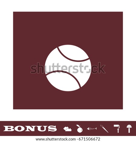 Baseball icon flat. White pictogram on brown background. Vector illustration symbol and bonus icons