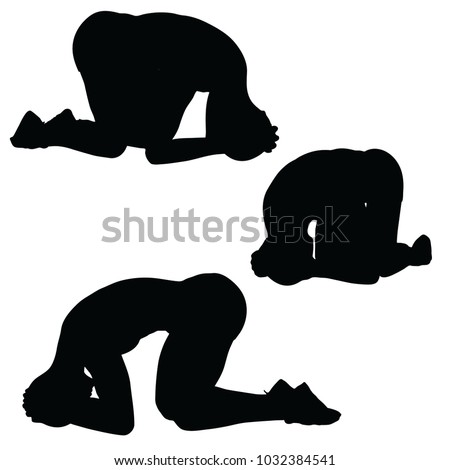 EPS 10 Vector Illustration of A Person Silhouette In Surrendering Pose On White Background