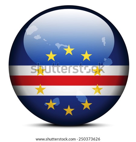 Vector Image - Map on flag button of Republic of Cabo Verde