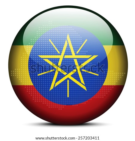 Vector Image - Map with Dot Pattern on flag button of Federal Democratic Republic of Ethiopia